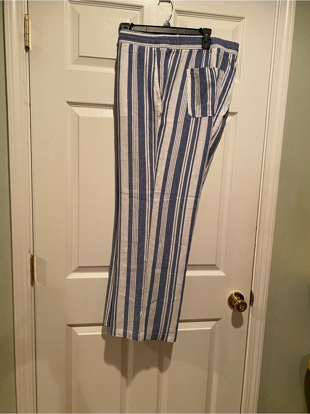 Striped Blue and White Women’s Linen wide leg Pants